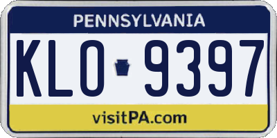 PA license plate KLO9397
