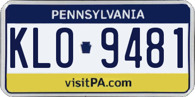 PA license plate KLO9481