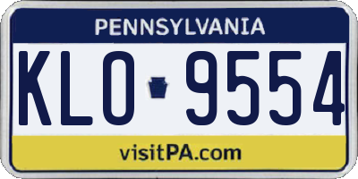PA license plate KLO9554