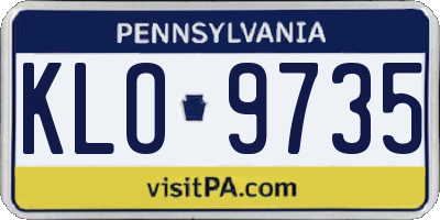 PA license plate KLO9735