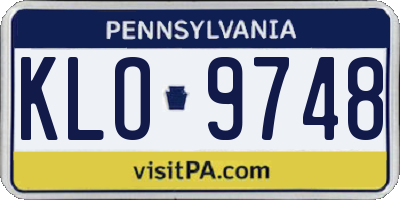 PA license plate KLO9748