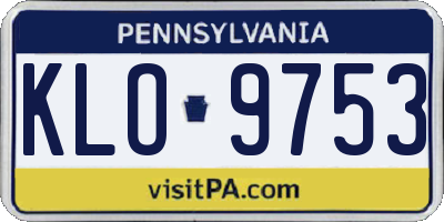 PA license plate KLO9753
