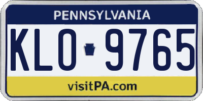 PA license plate KLO9765