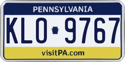 PA license plate KLO9767