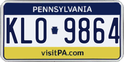 PA license plate KLO9864