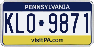 PA license plate KLO9871