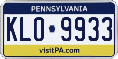 PA license plate KLO9933