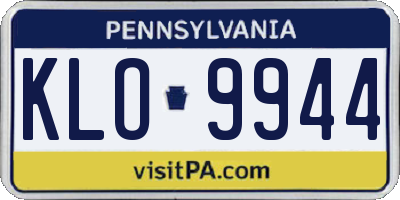 PA license plate KLO9944
