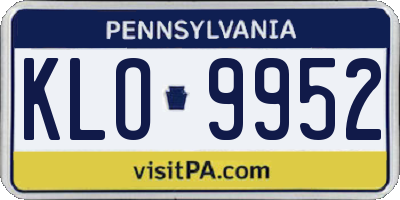 PA license plate KLO9952