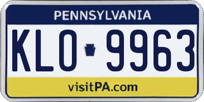 PA license plate KLO9963