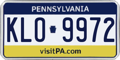 PA license plate KLO9972
