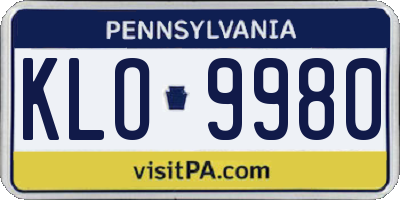 PA license plate KLO9980