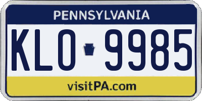 PA license plate KLO9985
