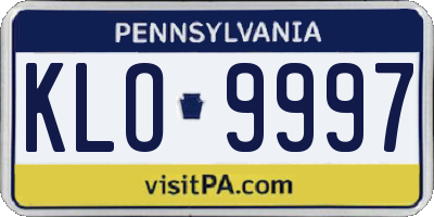 PA license plate KLO9997