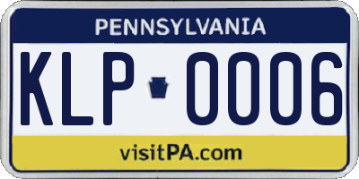 PA license plate KLP0006