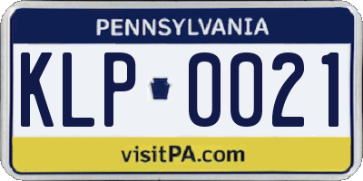 PA license plate KLP0021