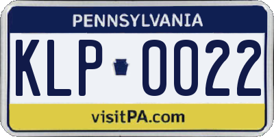 PA license plate KLP0022