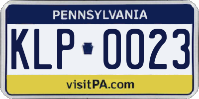 PA license plate KLP0023