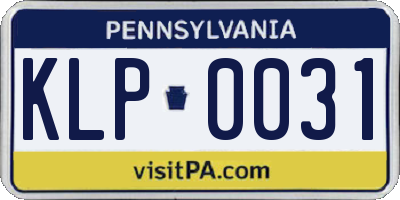 PA license plate KLP0031
