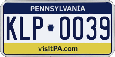 PA license plate KLP0039