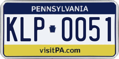 PA license plate KLP0051