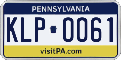 PA license plate KLP0061
