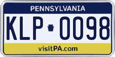 PA license plate KLP0098