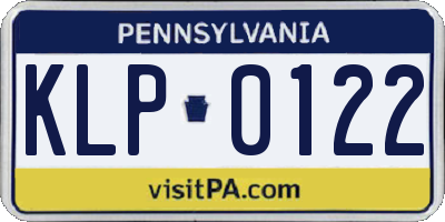 PA license plate KLP0122