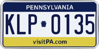 PA license plate KLP0135