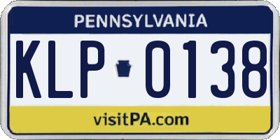 PA license plate KLP0138