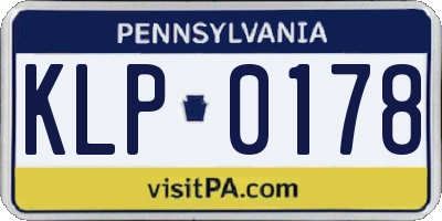 PA license plate KLP0178