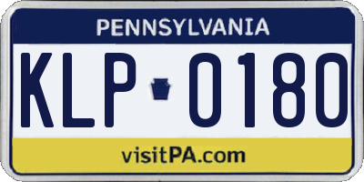 PA license plate KLP0180