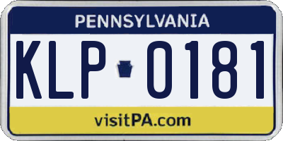 PA license plate KLP0181