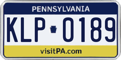 PA license plate KLP0189