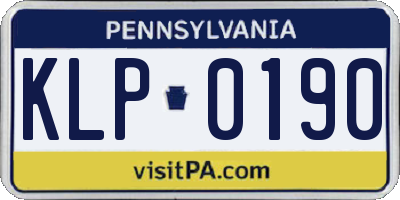 PA license plate KLP0190
