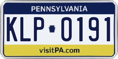 PA license plate KLP0191