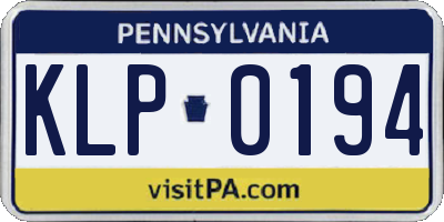 PA license plate KLP0194