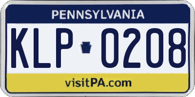 PA license plate KLP0208