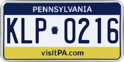 PA license plate KLP0216