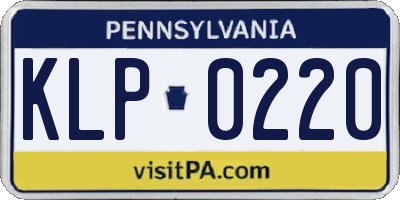 PA license plate KLP0220