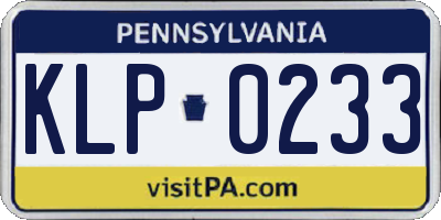 PA license plate KLP0233