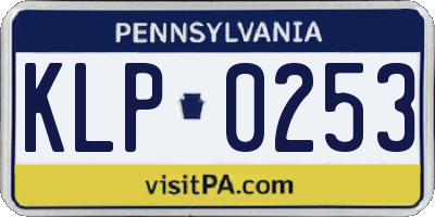 PA license plate KLP0253
