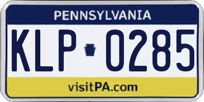 PA license plate KLP0285