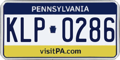 PA license plate KLP0286