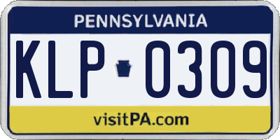 PA license plate KLP0309