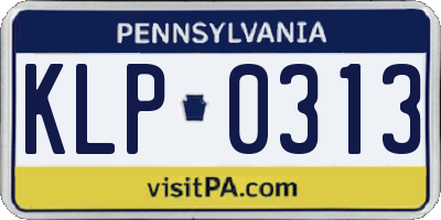 PA license plate KLP0313