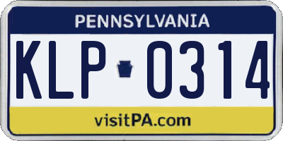 PA license plate KLP0314