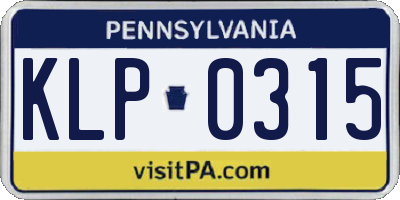 PA license plate KLP0315