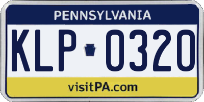 PA license plate KLP0320