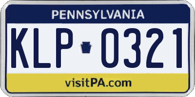 PA license plate KLP0321